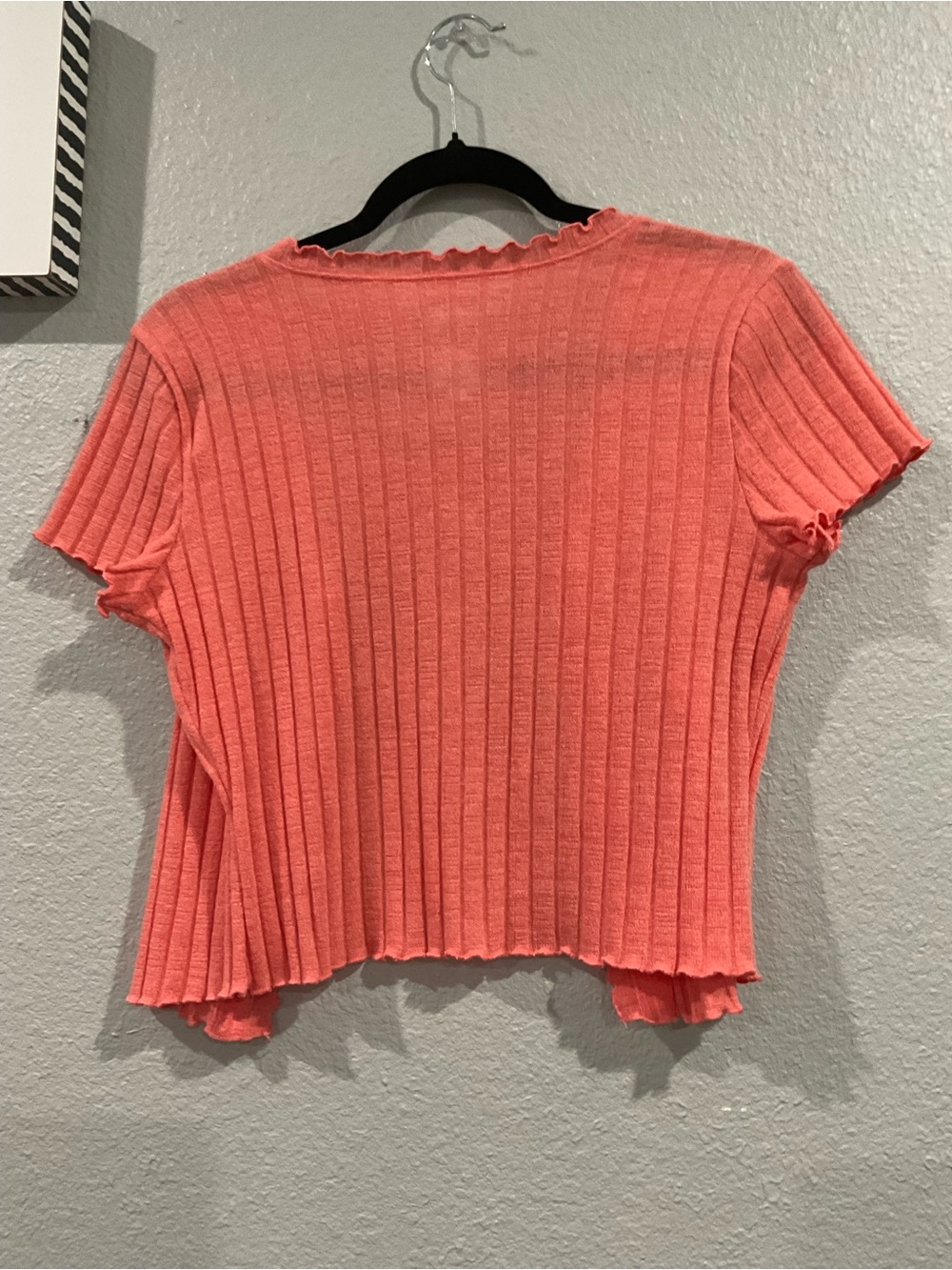 SO Coral Ribbed Button-Front Tee - Picture 4 of 5